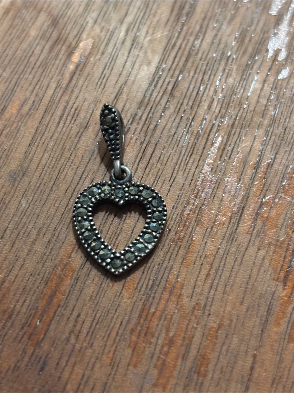 Heart-Shaped Marcasite Pendant in Dark Silver